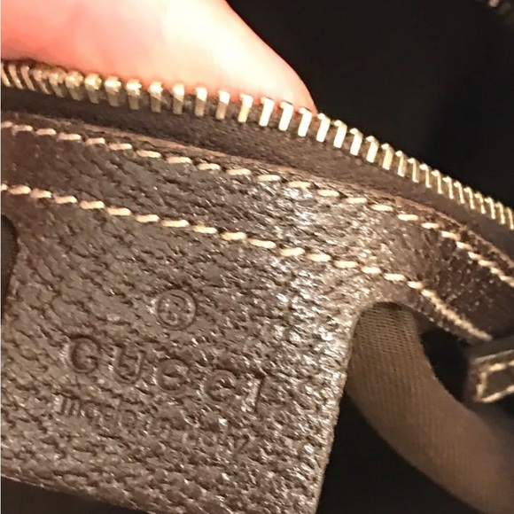 GUCCI Monogram Handbag Charmy Brown Leather MADE IN ITALY - Picture 9 of 12